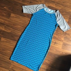 Lularoe Blue Gray Julia Geometric Dress